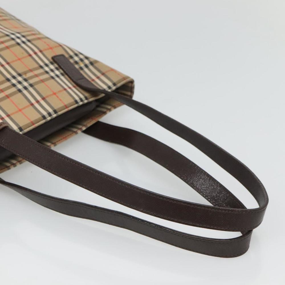 BURBERRY Nova Check Tote Bag Canvas Beige Gold Auth 121552 - Picture 7 of 16